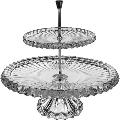 Prato Porta Doces 2 Andares Eco Crystal E Metal Transparente