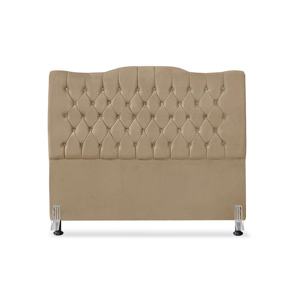 Cabeceira De Cama Box Queen 160cm Dunas - Veludo Bege Escuro - 2