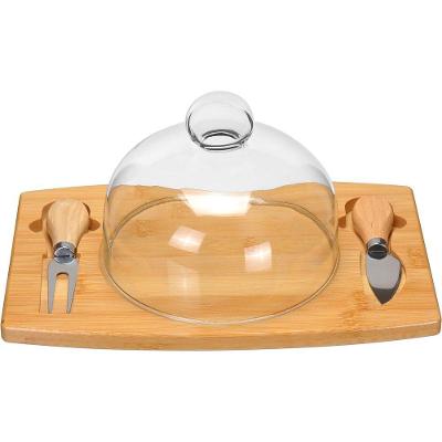 Home&co Conjunto 4 Peças Para Queijo Com Tampa De Vidro