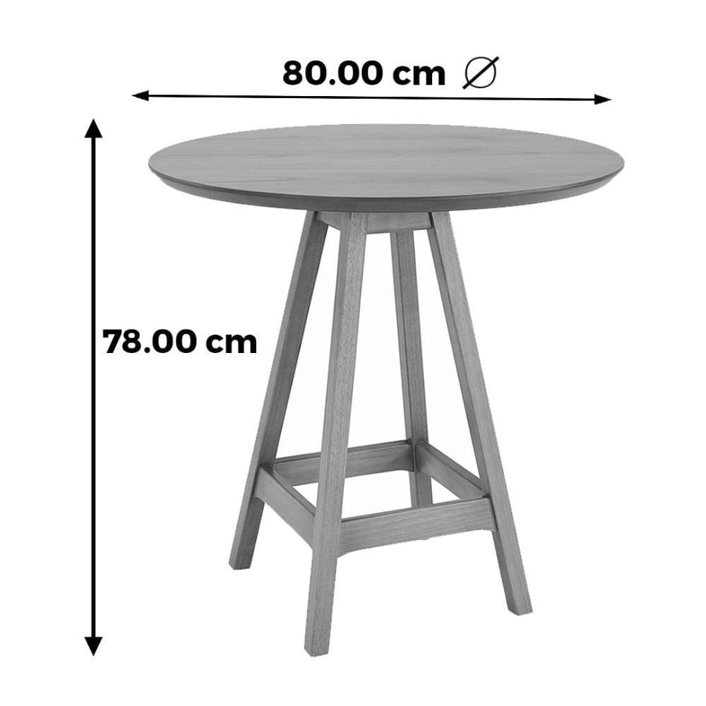 Mesa Bistrô Redonda Amores Nacional Móveis 80cm (larg) Base E Tampo Em Madeira Cor Amêndoa - 2