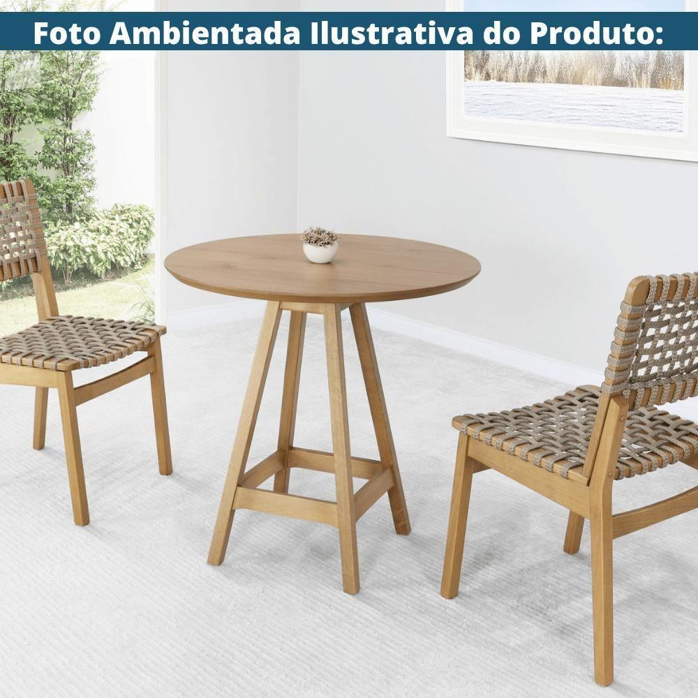 Mesa Bistrô Redonda Amores Nacional Móveis 80cm (larg) Base E Tampo Em Madeira Cor Amêndoa - 3