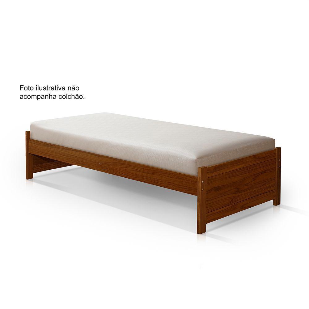 Cama Solteiro Gabrieli Mona Estrutura De Madeira Maciça Castanho - 3