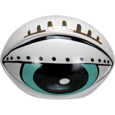 Adorno Decorativo Enfeite Casa Olho Cerâmica Azul E Branco