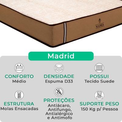Cama Box Queen E Colchão Madrid Molas V-store 158x198x28 Cor:marrom