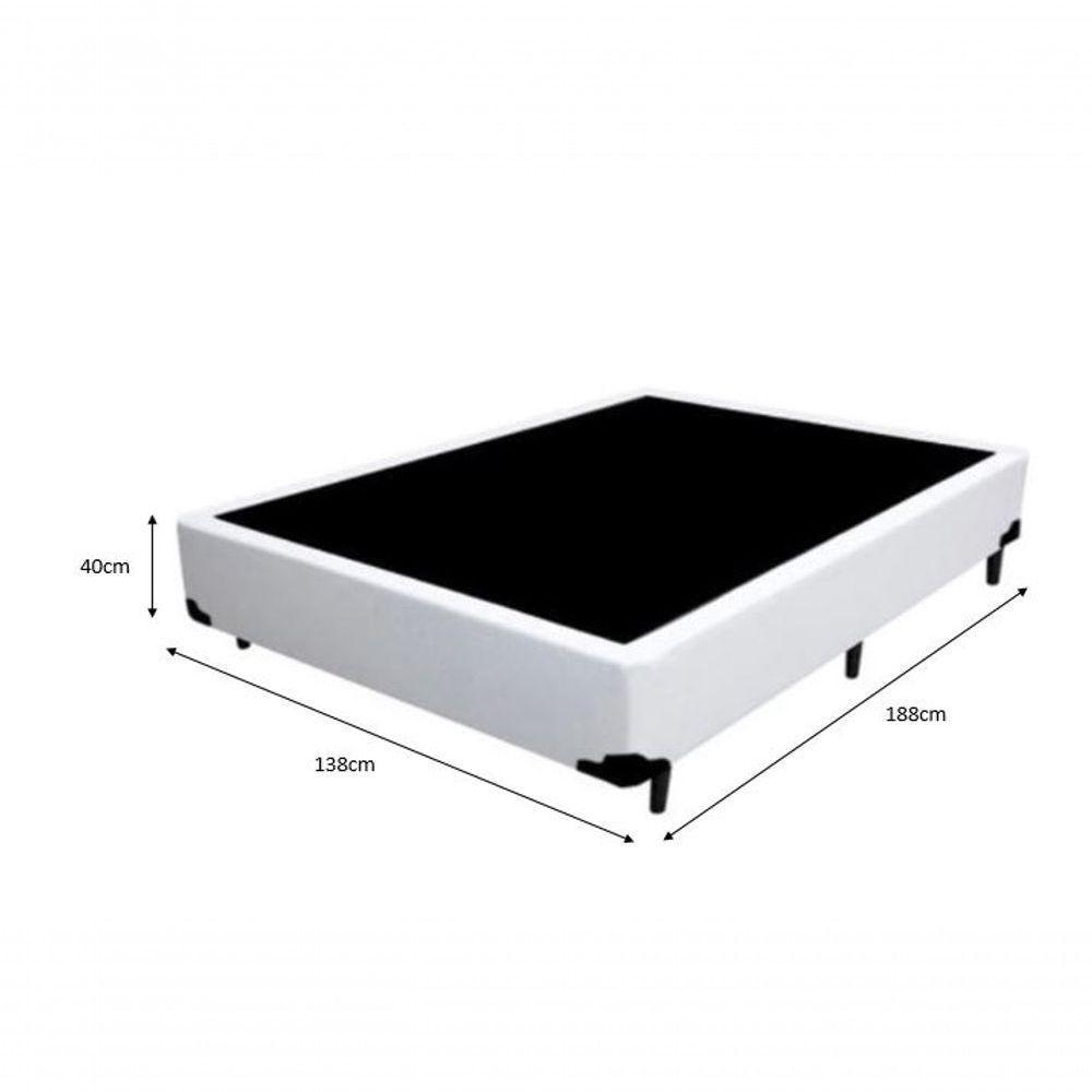 Cama Box Casal - Tecido Sintético Branco Com Colchão Extra Firme D28 - Suporta 80kg - 2