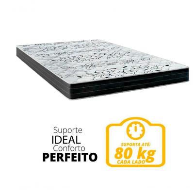 Cama Box Casal - Tecido Sintético Branco Com Colchão Extra Firme D28 - Suporta 80kg