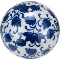 Bola Esfera Home&co Floral Cerâmica 10x10 Azul Decorativa - 1