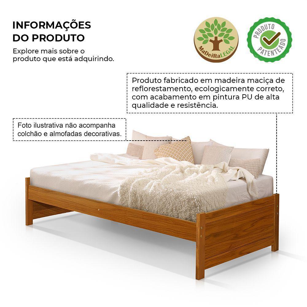 Cama Solteiro Gabrieli Mona Estrutura De Madeira Maciça Imbuia - 2