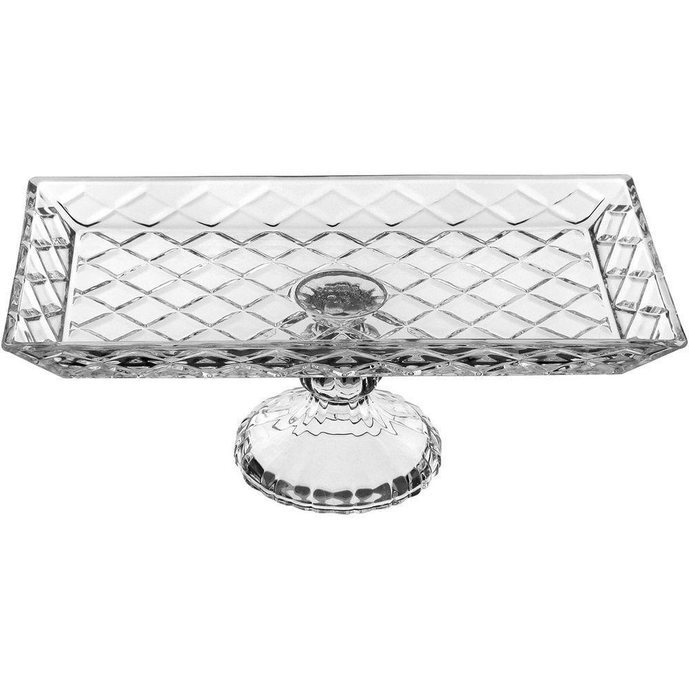 Prato Boleira Com Pé Eco Crystal Retangular 12x32x17cm - 1