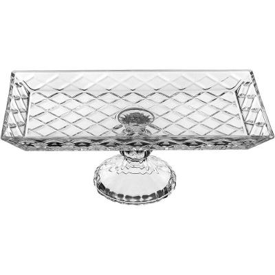 Prato Boleira Com Pé Eco Crystal Retangular 12x32x17cm