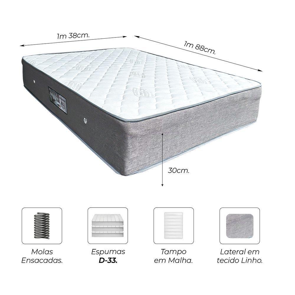 Colchão Premium Espuma D33 Molas Ensacadas Splendida 30x138x188 - 3