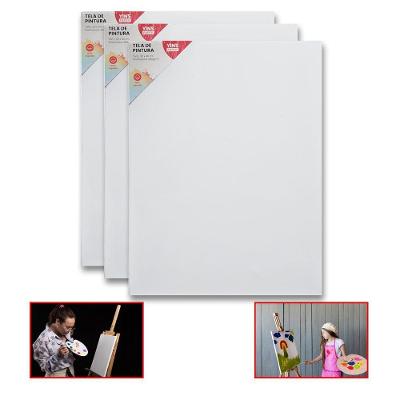 Kit 3 Telas De Pintura Comum 30x40 100% Algodão Pronta Branca N-a