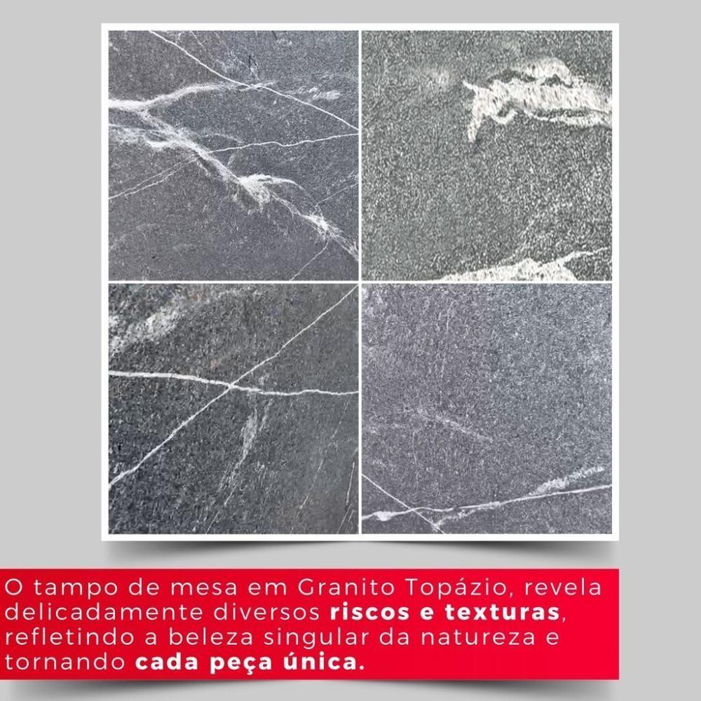 Conjunto De Mesa Tubular Com 6 Cad 140x75cm Tampo Em Granito Topázio Brenda 010 - Mart Pérola - 7