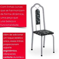 Conjunto De Mesa Tubular Com 6 Cad 140x75cm Tampo Em Granito Topázio Brenda 010 - Mart Pérola - 9