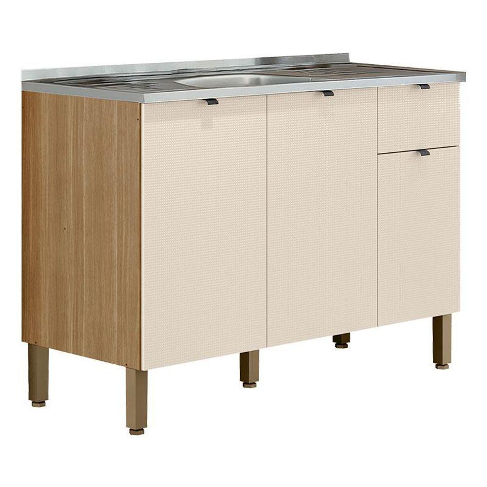 Balcão Para Pia Vert Plus 3 Portas 1 Gaveta 120 Cm Freijó Soft - Kits Paraná - 1