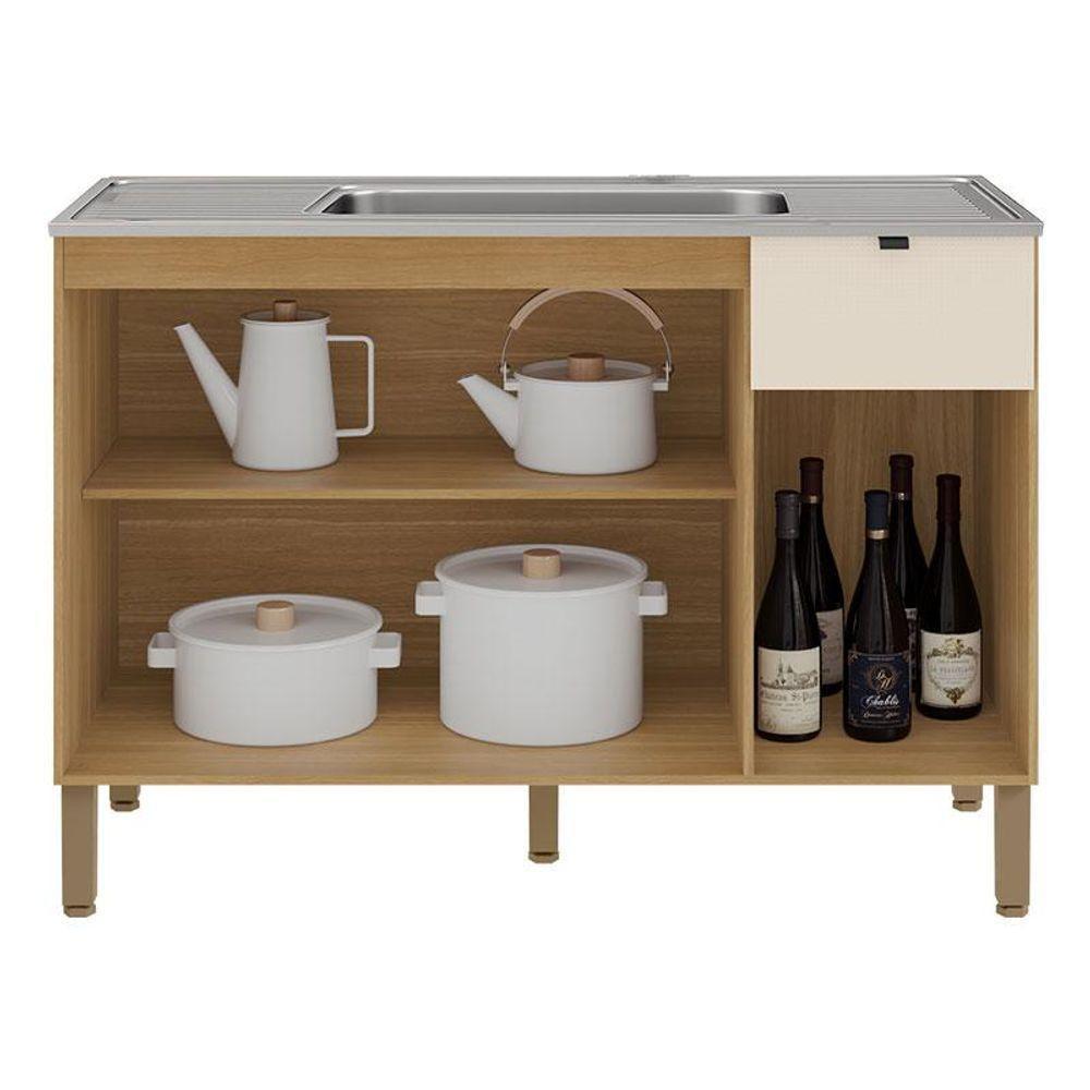 Balcão Para Pia Vert Plus 3 Portas 1 Gaveta 120 Cm Freijó Soft - Kits Paraná - 2