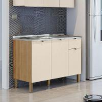 Balcão Para Pia Vert Plus 3 Portas 1 Gaveta 120 Cm Freijó Soft - Kits Paraná - 3