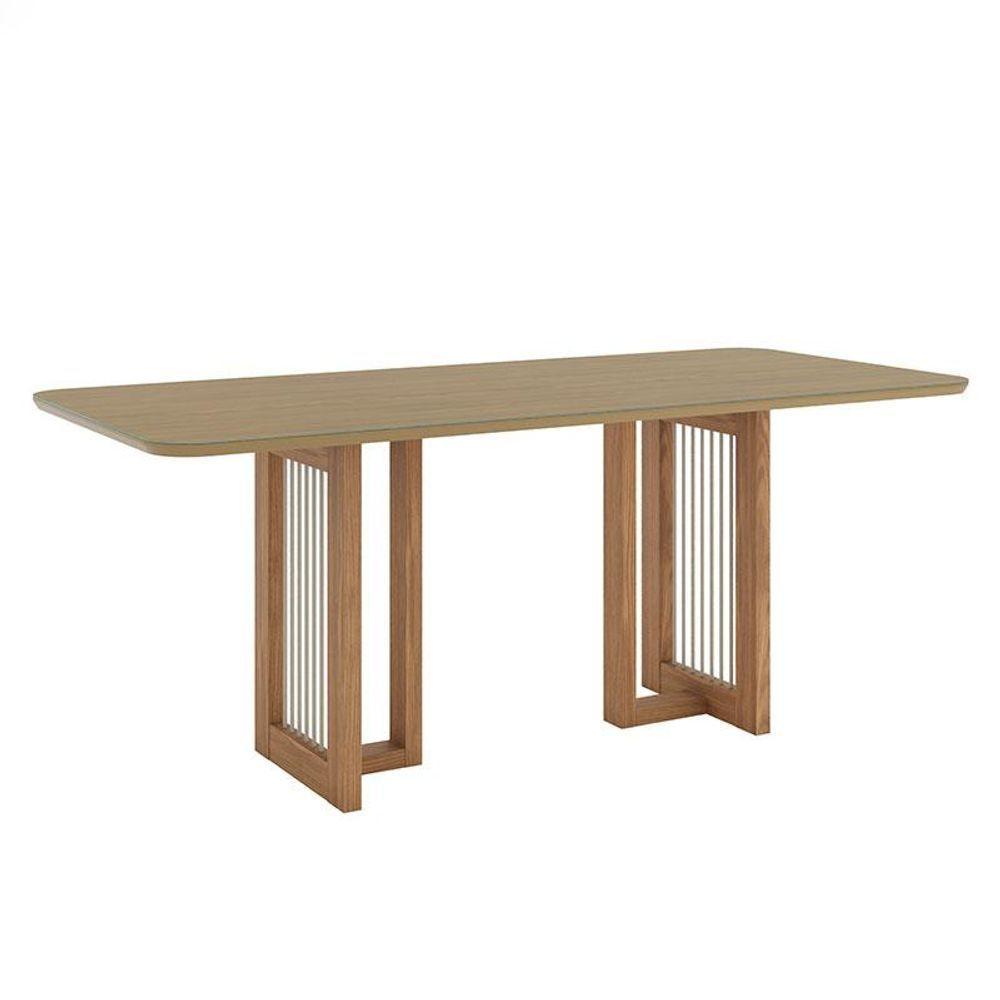 Mesa De Jantar Yara Ambiente 200 Cm Canto Arredondado Com Vidro Nature - Henn - 3