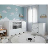 Berço Multifuncional Cleo E Cômoda Infantil Mississipi Ambiente Branco Fosco - Carolina - 1
