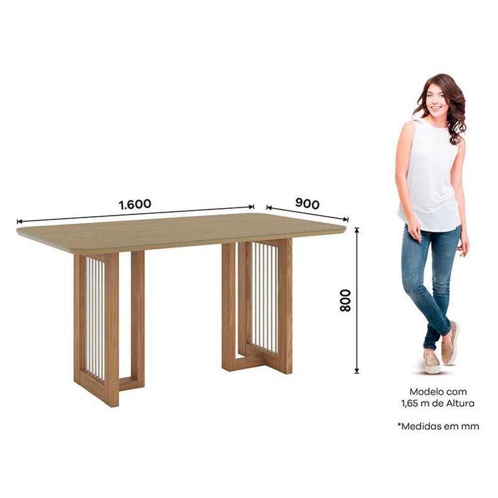 Mesa De Jantar Yara Ambiente 160 Cm Canto Arredondado Com Vidro Nature - Henn - 2