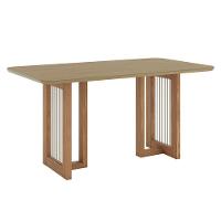 Mesa De Jantar Yara Ambiente 160 Cm Canto Arredondado Com Vidro Nature - Henn - 3