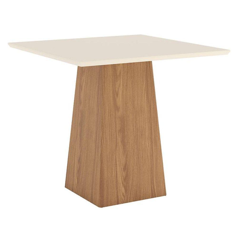 Mesa De Jantar Dora 90cm Canto Reto Sem Vidro Nature Off White Com 4 Cadeiras Bella Linho - Henn - 2