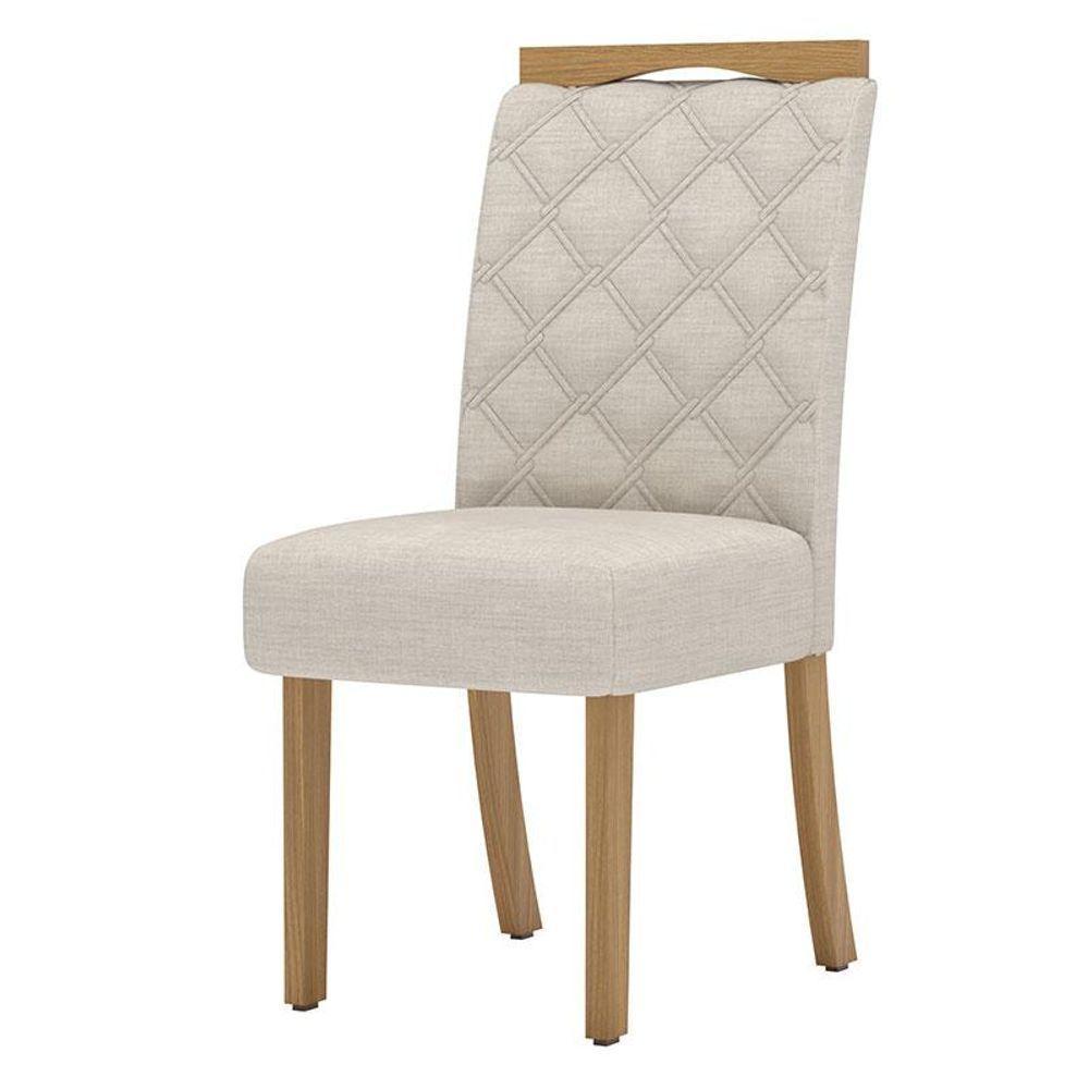 Mesa De Jantar Dora 90cm Canto Reto Sem Vidro Nature Off White Com 4 Cadeiras Bella Linho - Henn - 5