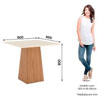Mesa De Jantar Dora 90cm Canto Reto Sem Vidro Nature Off White Com 4 Cadeiras Bella Linho - Henn - 3