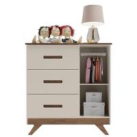 Quarto De Bebê Retrô Maya Com Berço Americano Vitória Off White Carvalho - Carolina - 6