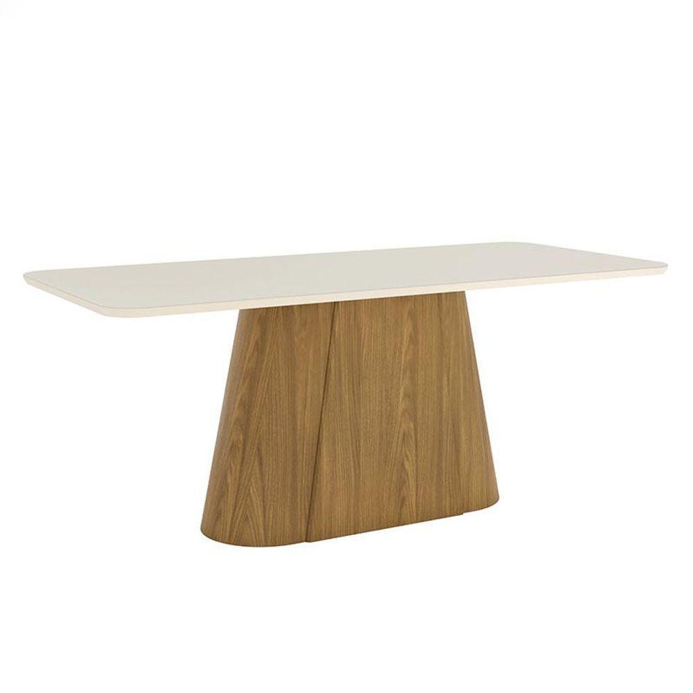 Mesa De Jantar Olivia Ambiente 200 Cm Canto Arredondado Com Vidro Nature Off White - Henn - 3