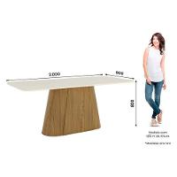 Mesa De Jantar Olivia Ambiente 200 Cm Canto Arredondado Com Vidro Nature Off White - Henn - 2
