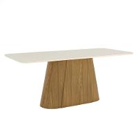 Mesa De Jantar Olivia Ambiente 200 Cm Canto Arredondado Com Vidro Nature Off White - Henn - 3