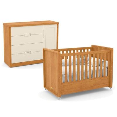 Berço Americano Tutto New em MDF com Grade Fixa Off White para Quartos Infantis