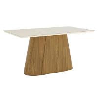 Mesa De Jantar Olivia Ambiente 160 Cm Canto Reto Com Vidro Nature Off White - Henn - 3