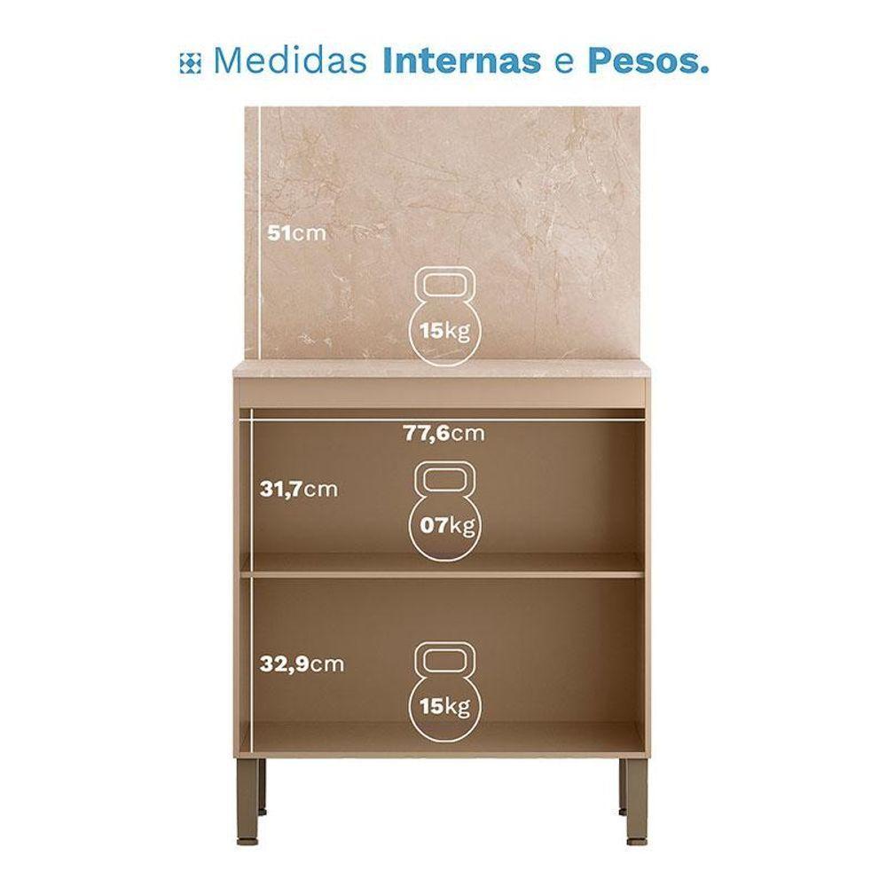Balcão 2 Portas 80 Cm Art 6018 Com Tampo E Painel Vanilla - Kits Paraná - 3