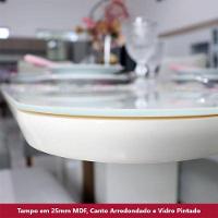 Mesa De Jantar Adriana 180 Cm Ambiente Canto Arredondado Com Vidro Nature Off White - Henn - 3