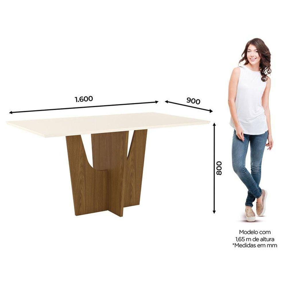 Mesa De Jantar Vértice 160 Cm Ambiente Canto Reto Sem Vidro Nature Off White - Henn - 2