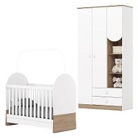 Berço Mini Cama E Guarda Roupa Magia Branco Jequitibá Hp - Henn - 1