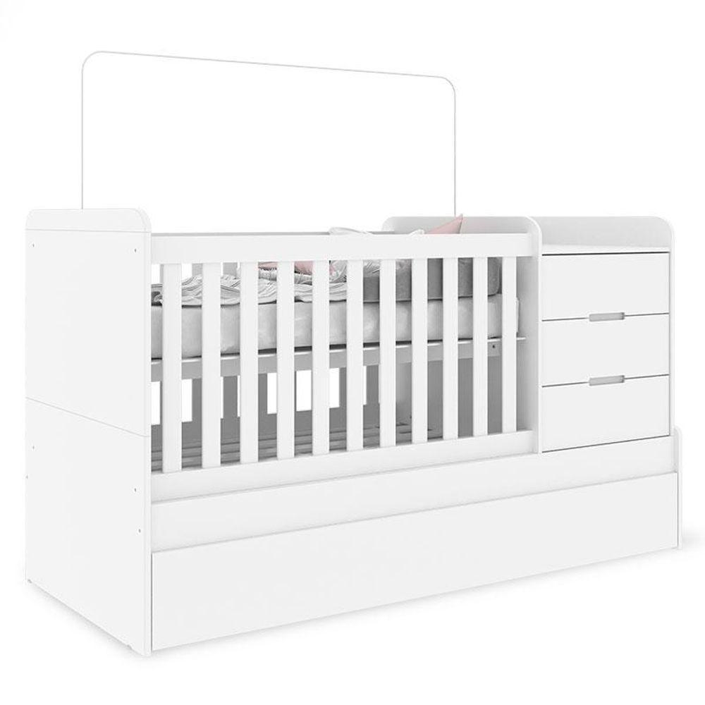 Quarto Infantil 6 Portas Americano Com Berço Multifuncional Cleo Ambiente Branco Fosco E Colchão Ortobom - Henn - 2