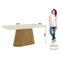 Mesa De Jantar Olivia 180 Cm Canto Arredondado Com Vidro Nature Off White - Henn - 2