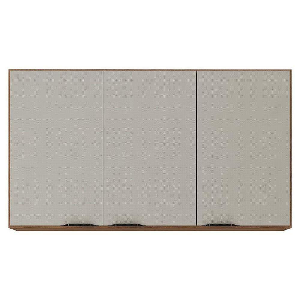 Balcão Para Pia 120cm Com Armário Aéreo 3 Portas Firenze Amêndola Touch Nude Prime Tx - Demóbile - 3