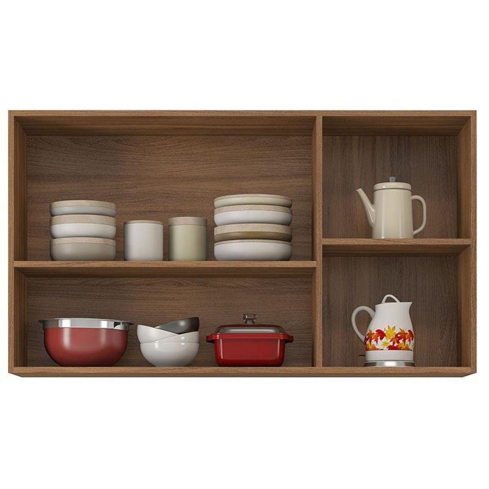 Balcão Para Pia 120cm Com Armário Aéreo 3 Portas Firenze Amêndola Touch Nude Prime Tx - Demóbile - 5