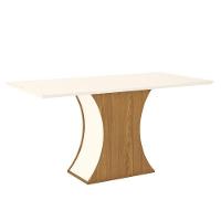 Mesa De Jantar Luiza 160 Cm Ambiente Canto Reto Com Vidro Nature Off White - Henn - 6