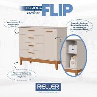Guarda Roupa Infantil Flip 4 Portas Com Berço Americano Flip Areia Acetinado - Reller - 9