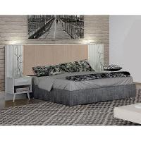 Painel Cabeceira Casal Queen Milano Estofada Com Criado Branco Joli Palha - Leifer Móveis - 3