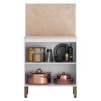 Balcão 2 Portas 80 Cm Art 6018 Com Tampo E Painel Branco ártico - Kits Paraná - 2