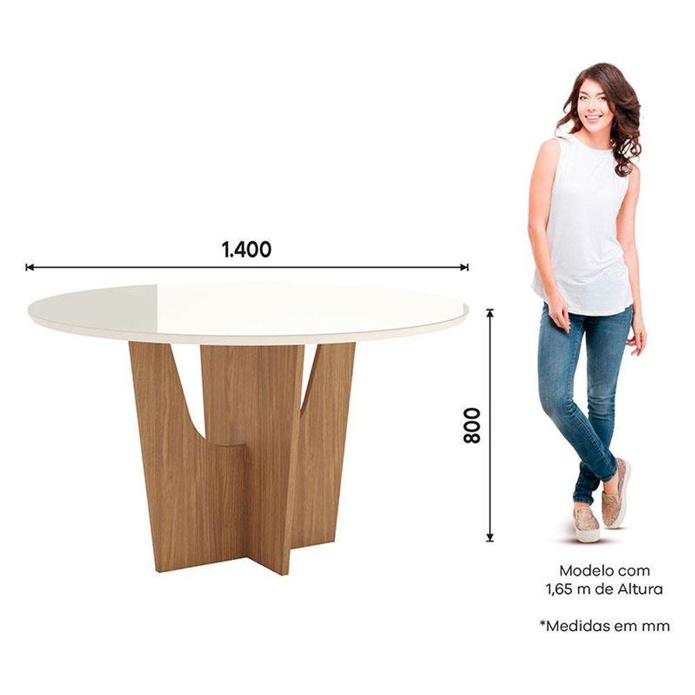 Mesa De Jantar Vértice 140 Cm Ambiente Redondo Com Vidro Nature Off White - Henn - 2