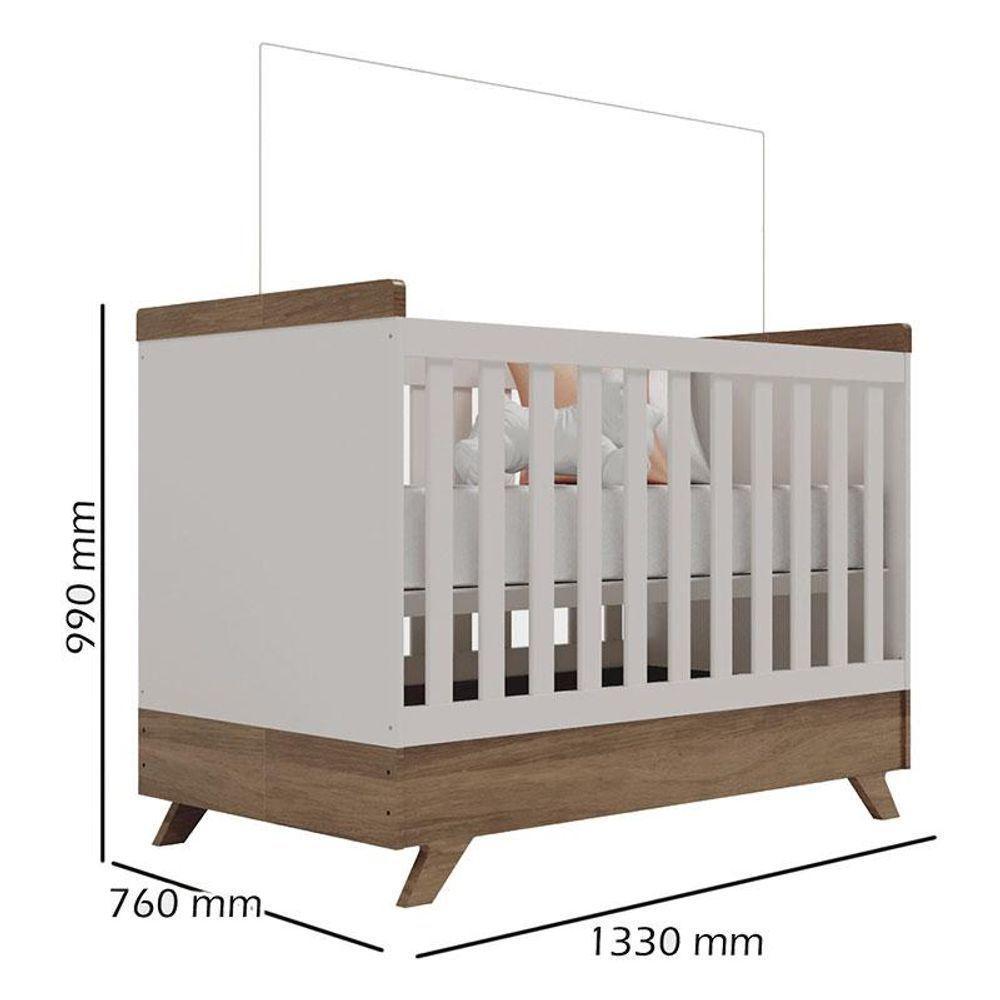 Berço Americano Vitória E Guarda Roupa Infantil Retrô Maya Off White Carvalho Com Colchão Gazin - Carolina - 7