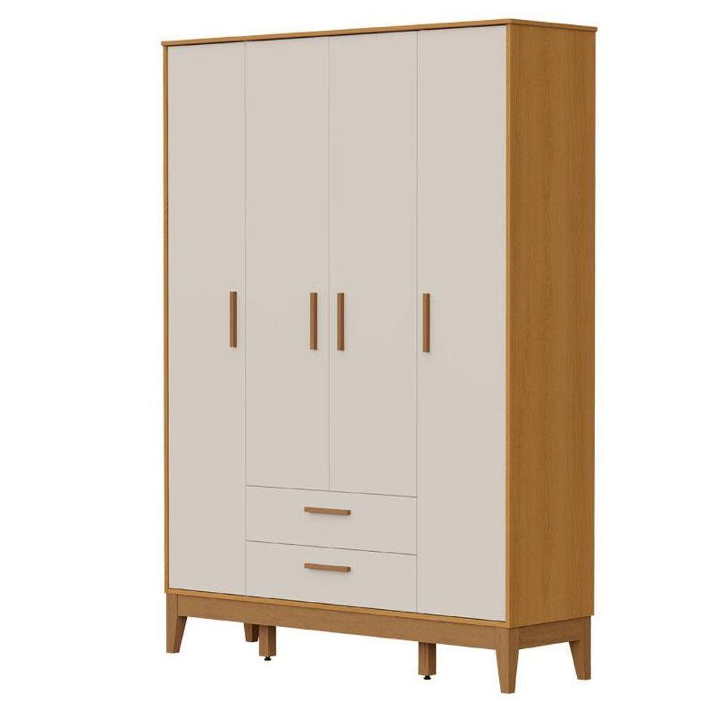 Guarda Roupa Infantil Flip 4 Portas Com Berço Americano Flip Areia Acetinado Savana - Reller - 2