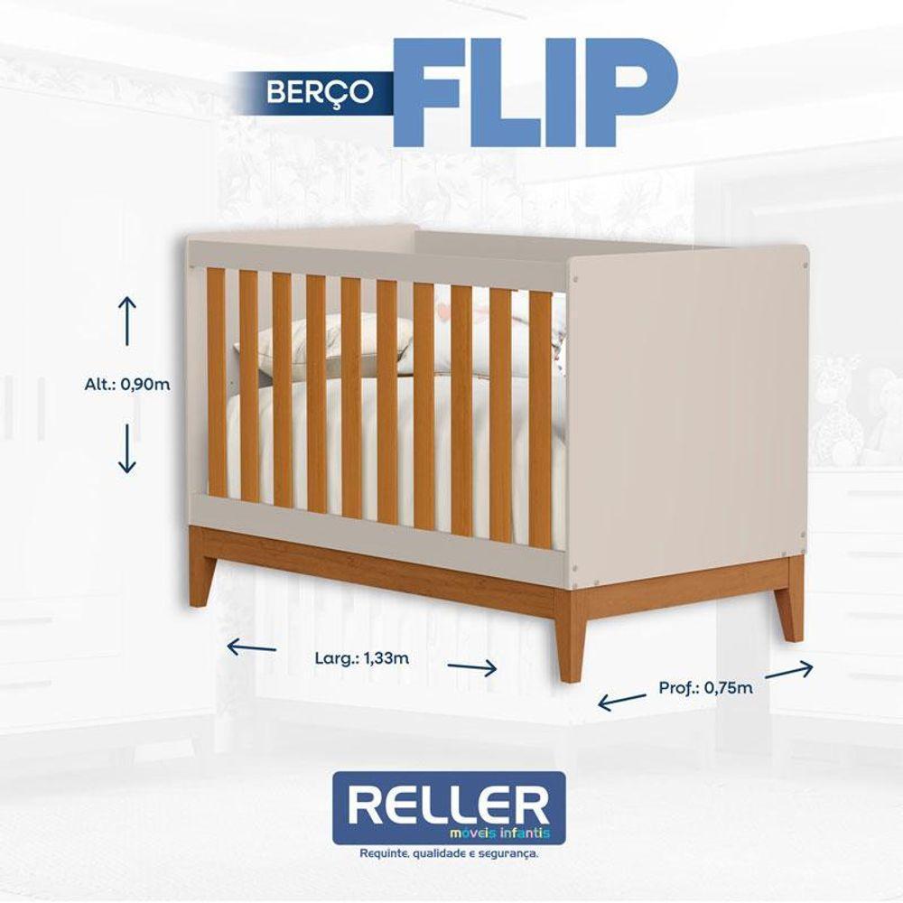 Guarda Roupa Infantil Flip 4 Portas Com Berço Americano Flip Areia Acetinado Savana - Reller - 10
